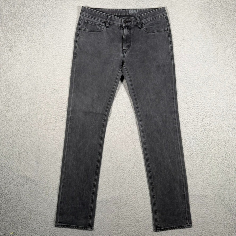 Uniqlo Jeans Mens 31x30 Charcoal Slim Fit Denim 5 Pocket Casual Preppy Workwear